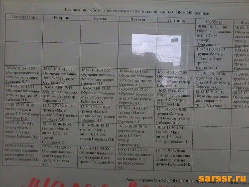 расписание малой ванный фок юбилейный